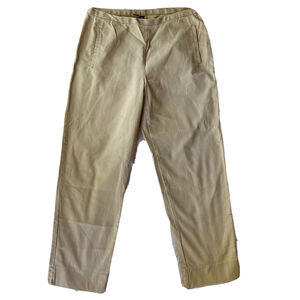 Gap Pants Sz 10A Tan Khaki Stretch Straight Leg Flat Front Side Zip Casual Work
